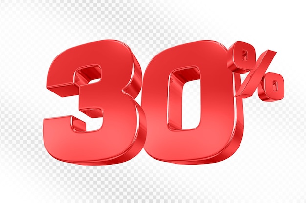30 Percent Off Red 3d Sale Promotion