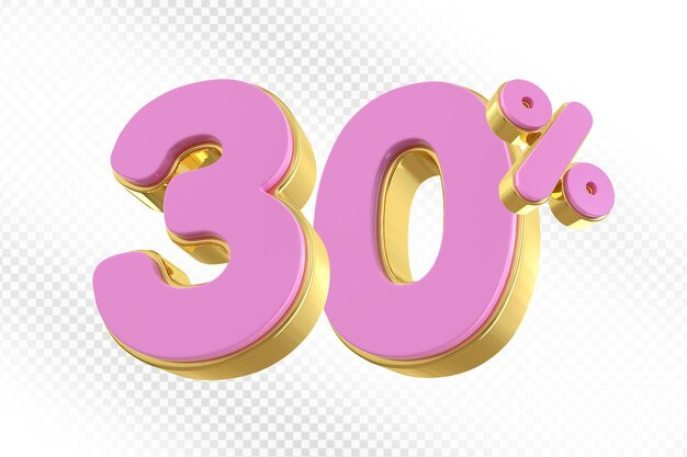 30%의 분홍색 3D 제공