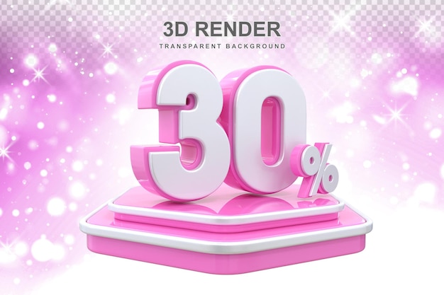 30 퍼센트 프로모션 포디움 3d 렌더링