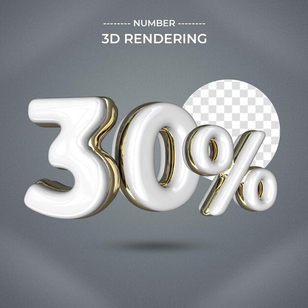 30-процентный стиль текста 3d-рендеринга с прозрачным фоном