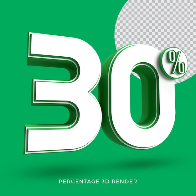 30 percentage 3d render green color