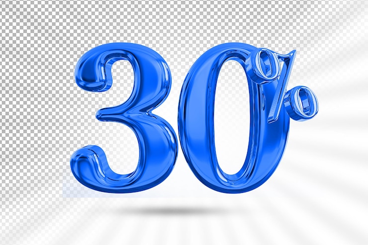 PSD 30 procent blauwe aanbieding in 3d