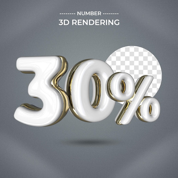 30 procent tekststijl 3d-rendering transparante achtergrond