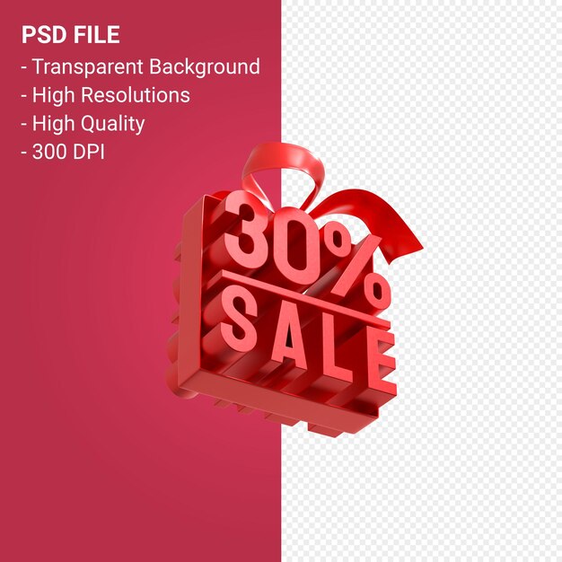 30% sprzedaży z izolowanym wzorem 3d z kokardą i wstążką