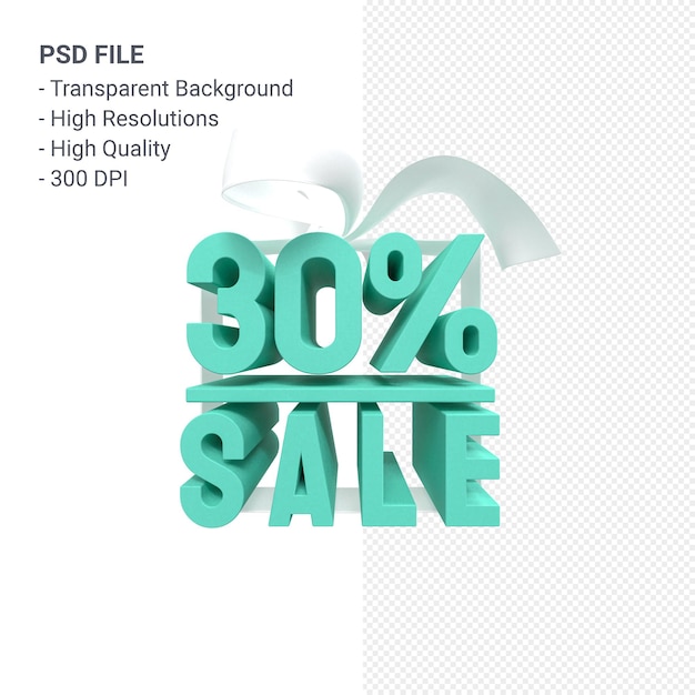 PSD 30% sprzedaży z kokardą i wstążką