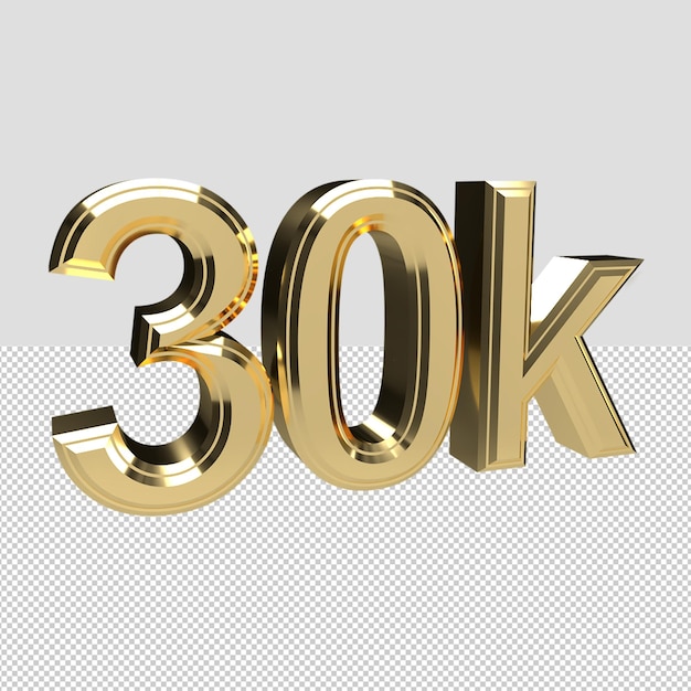 PSD 30 thousand gold number 3d render