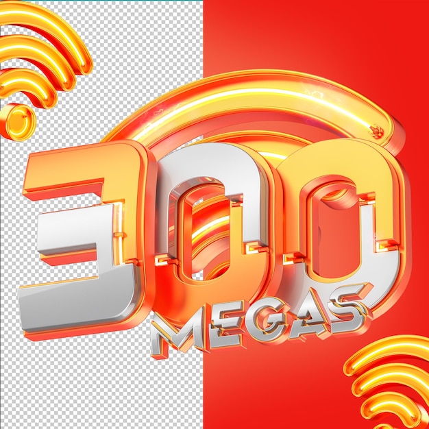 300 megas internet 3d stamp brazil text