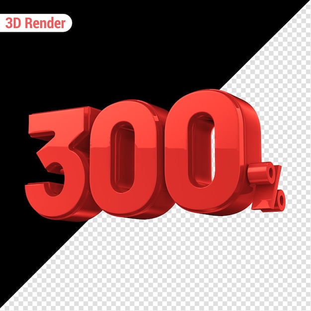 PSD 300 number 3d red render