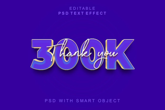 PSD 300k followers 3d text effect