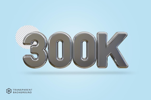 300k sociale media zoals volgers tekst 3d render