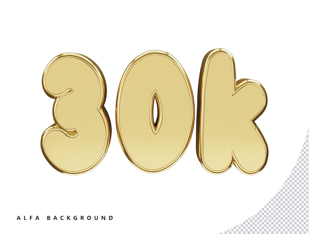 30k золотой номер с 3D-рендерингом