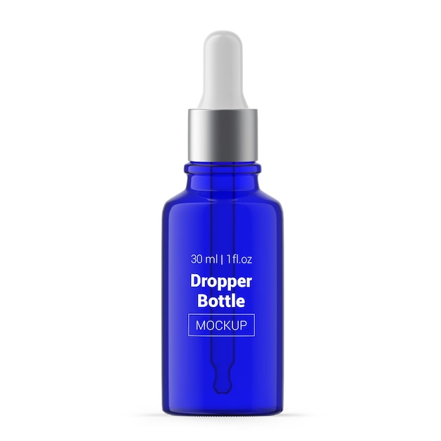 30ml 1 oz blauwe glazen druppelfles mockup