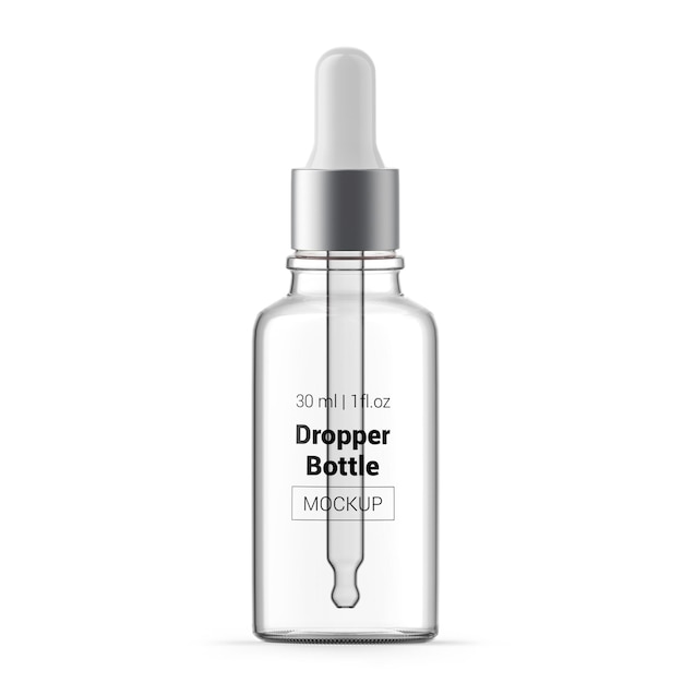 PSD 30ml 1 oz clear glass dropper bottle mockup