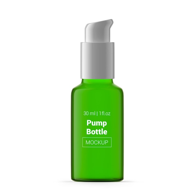 30ml 1 oz green glass pump bottle mockup