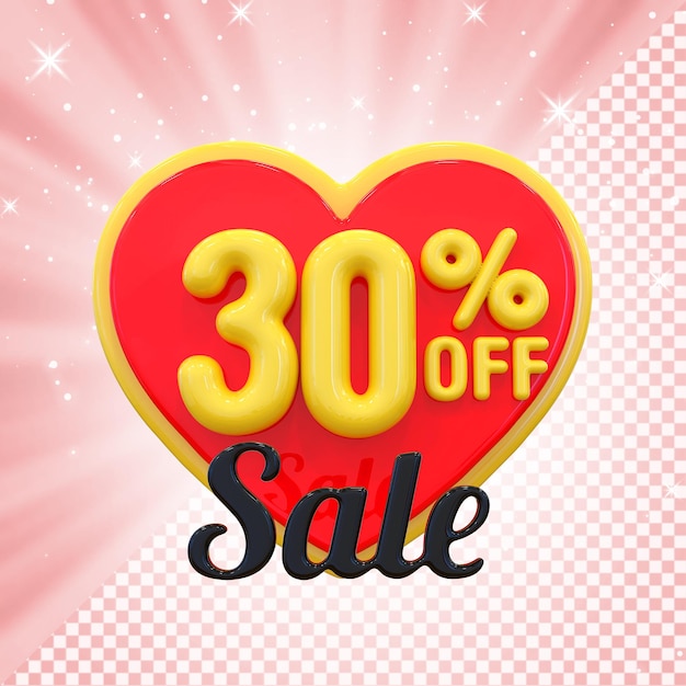 30percent promotion heart label 3d