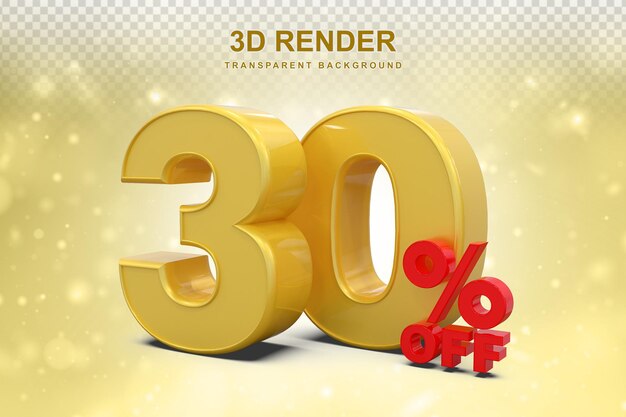 PSD 30percent promotion sale off in gold 3d