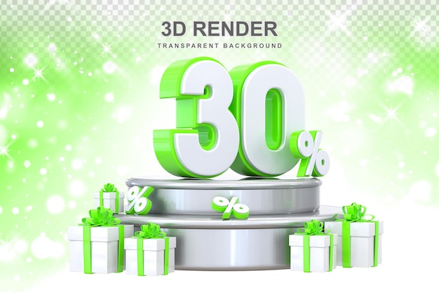 PSD 30percent promotion with gift 3d