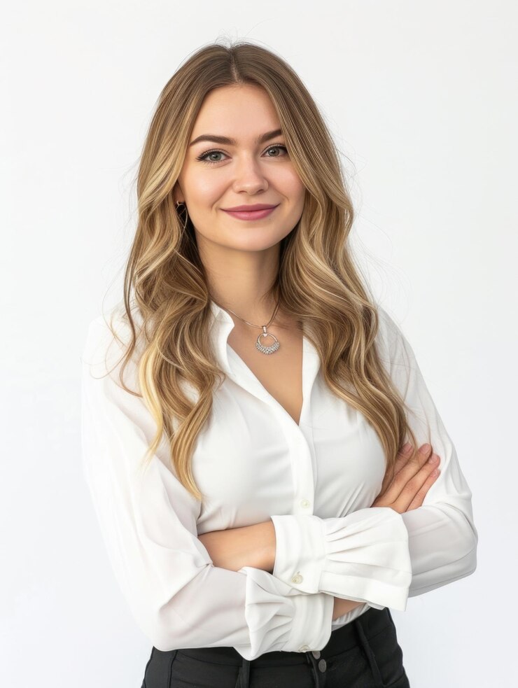 PSD 30s businesswoman in isolated transparent background