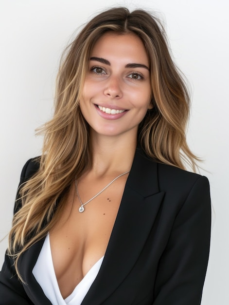 30s businesswoman in white background