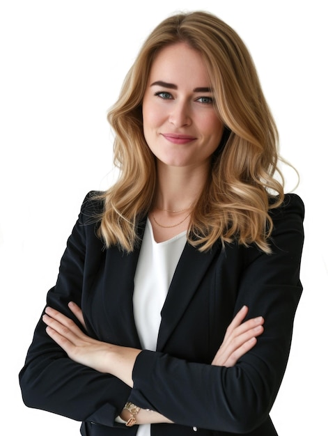 30s businesswoman in white background