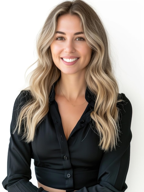 30s businesswoman in white background