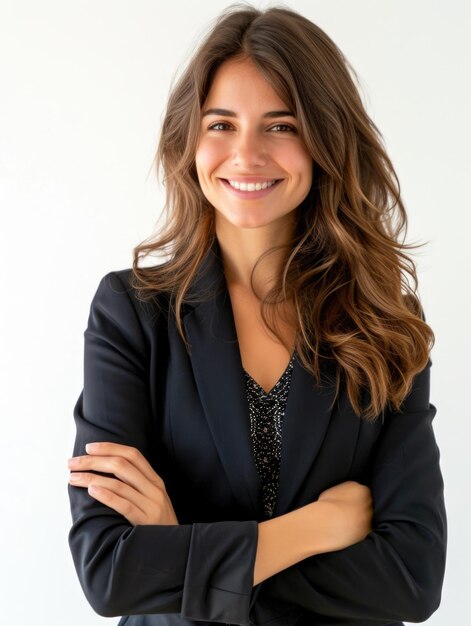 30s businesswoman in white background