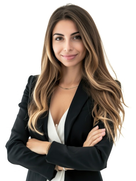 30s businesswoman in white background