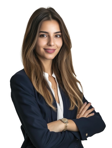 30s businesswoman in white background