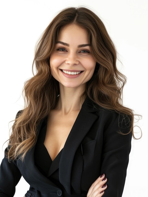 30s businesswoman in white background