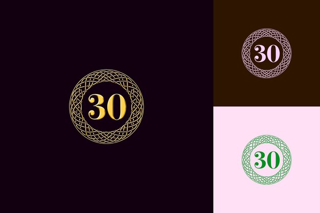 30th anniversary symbol logo with a stylized 30 in the cente vector abstract design collections