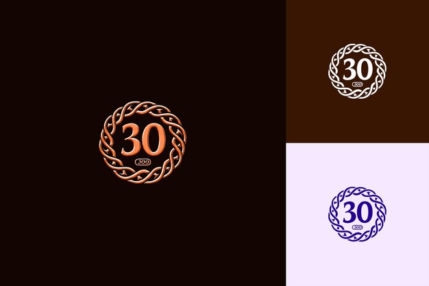 30th anniversary symbol logo with a stylized 30 in the cente vector abstract design collections