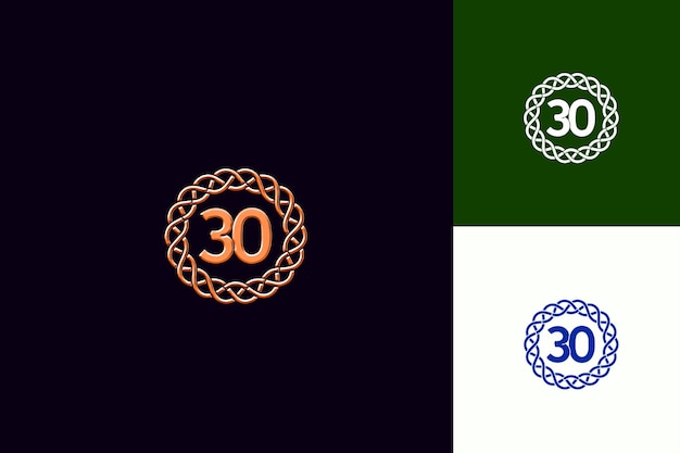30th anniversary symbol logo with a stylized 30 in the cente vector abstract design collections