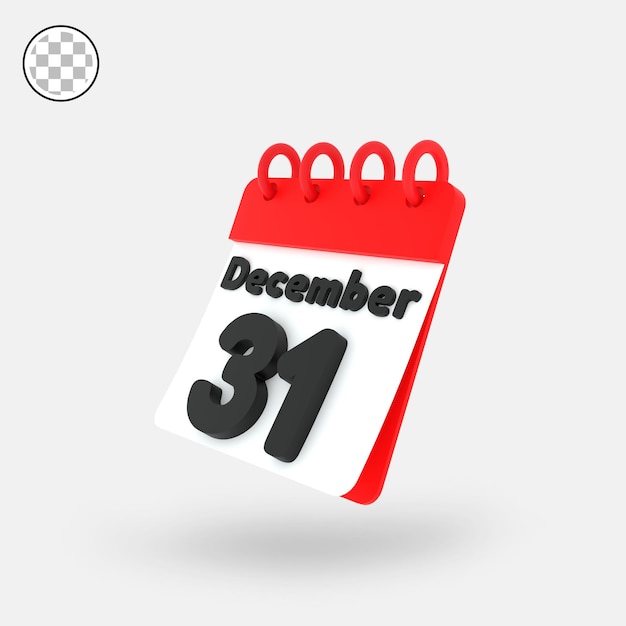 31 december kalender 3d render