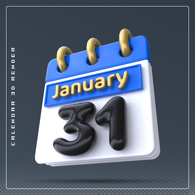 31 januari kalender icon 3d render