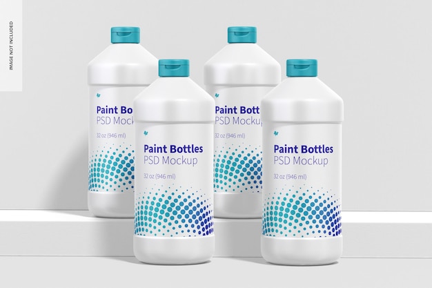 32 oz paint bottle set mockup