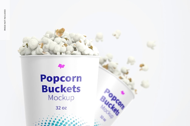 PSD 32 oz popcorn emmers mockup, close-up