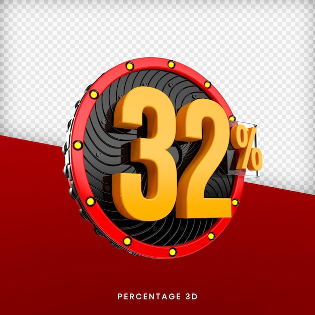 PSD 32 percentuale di rendering 3d psd premium