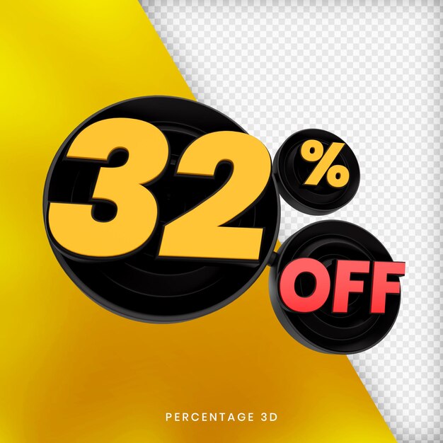 32 percentage off 3d render isolated premium psd