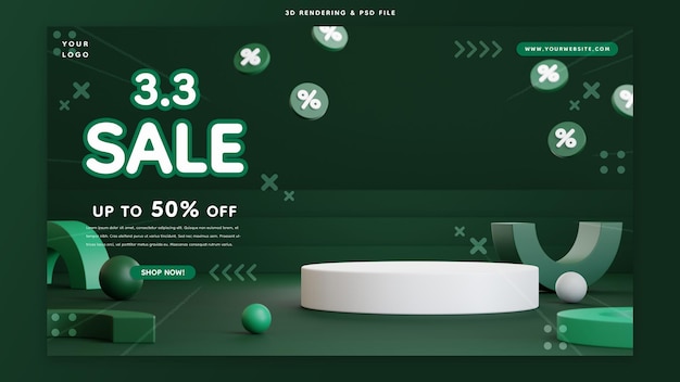 33 online shopping sale banner 3d rendering