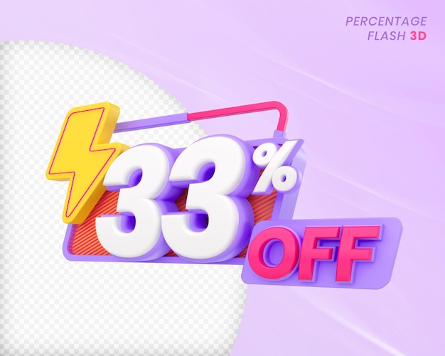 33 percent off with flash element 3d render premium psd