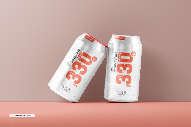 Mockup di lattine di soda da 330 ml