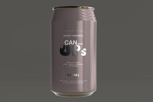 330ml standard soda can mockup