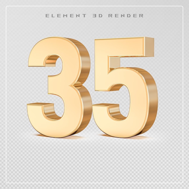 35 number golden 3d render