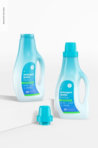 PSD 35 oz detergent bottles mockup, opened and closed