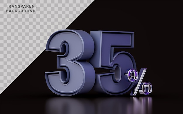 35 percent discount offer metallic effect on dark background 3d illustration for shopping marketing