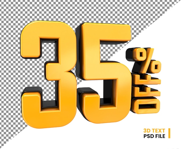 35% 할인 3d 렌더링 번호