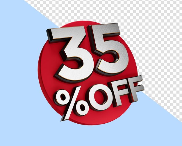 PSD 35 percent off 3d sign on white special offer 35 discount tag flash sale 3d illustration