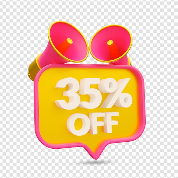 35 percent off promotional summer sale rendering isolated