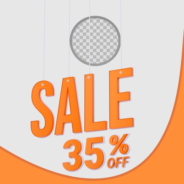 35 percent sale discount online shop realistic 3d render Premium Psd