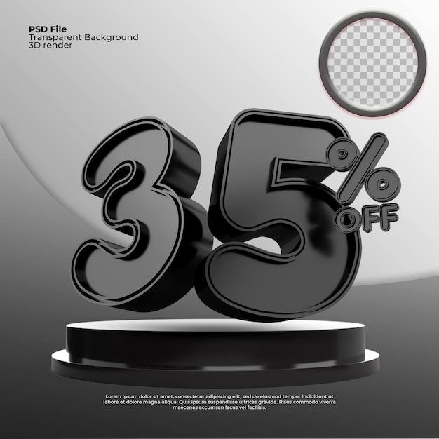 35 percentage sale 3d render black